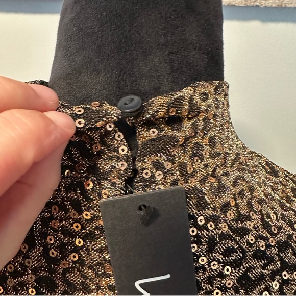 Lulus Party Instinct Black and Gold Leopard Mesh Sequin
Mini Dress Size Medium - Picture 10 of 14